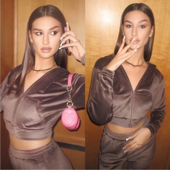 SKIMS Velour Set Amethyst Cropped Hoodie and High Waist Jogger Set 2XL - Picture 4 of 16